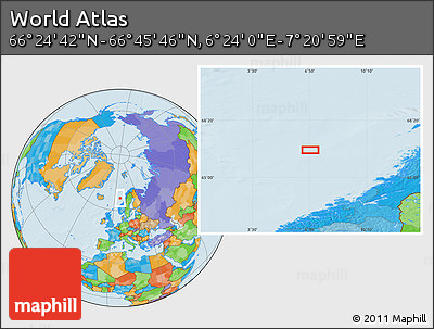 Political Location Map of the Area around 66° 35' 14" N, 6° 52' 30" E