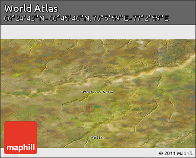 Satellite 3D Map of the Area around 66° 35' 14" N, 76° 34' 29" E