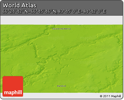 Physical 3D Map of the Area around 66° 35' 14" N, 84° 13' 29" E