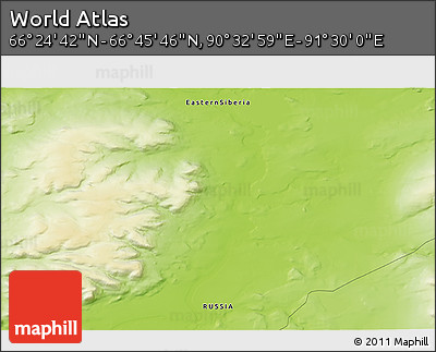 Physical 3D Map of the Area around 66° 35' 14" N, 91° 1' 30" E