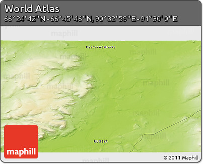 Physical 3D Map of the Area around 66° 35' 14" N, 91° 1' 30" E