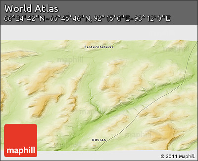 Physical 3D Map of the Area around 66° 35' 14" N, 92° 43' 29" E