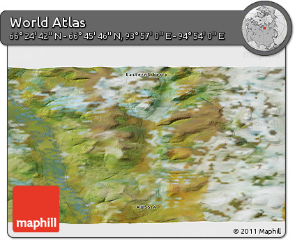 Satellite 3D Map of the Area around 66° 35' 14" N, 94° 25' 30" E