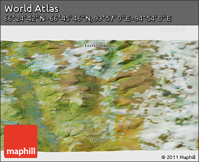 Satellite 3D Map of the Area around 66° 35' 14" N, 94° 25' 30" E