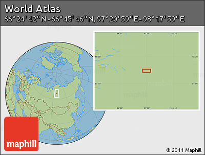 Savanna Style Location Map of the Area around 66° 35' 14" N, 97° 49' 29" E