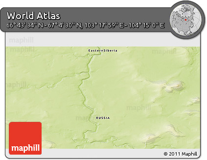 Physical 3D Map of the Area around 66° 54' 2" N, 103° 46' 30" E