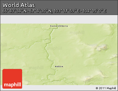Physical 3D Map of the Area around 66° 54' 2" N, 103° 46' 30" E