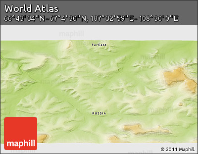 Physical 3D Map of the Area around 66° 54' 2" N, 108° 1' 30" E