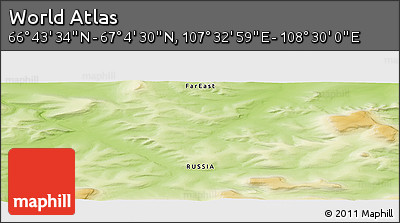 Physical Panoramic Map of the Area around 66° 54' 2" N, 108° 1' 30" E