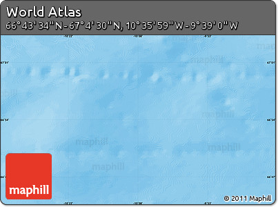 Shaded Relief Map of the Area around 66° 54' 2" N, 10° 7' 30" W