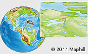 Physical Location Map of the area around 66° 54' 2" N, 118° 4' 29" W