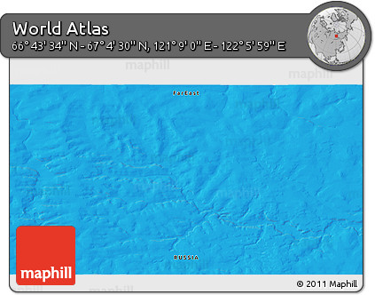 Political 3D Map of the Area around 66° 54' 2" N, 121° 37' 30" E