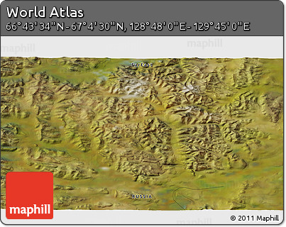 Satellite 3D Map of the Area around 66° 54' 2" N, 129° 16' 30" E