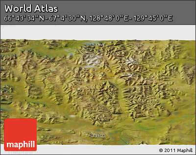 Satellite 3D Map of the Area around 66° 54' 2" N, 129° 16' 30" E
