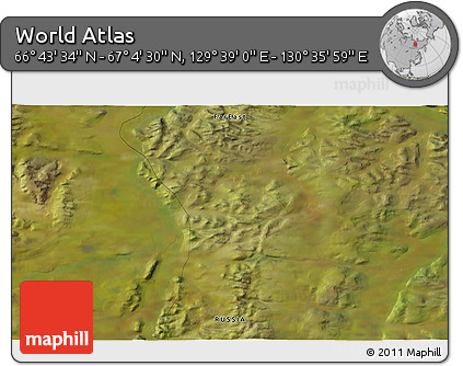 Satellite 3D Map of the Area around 66° 54' 2" N, 130° 7' 30" E