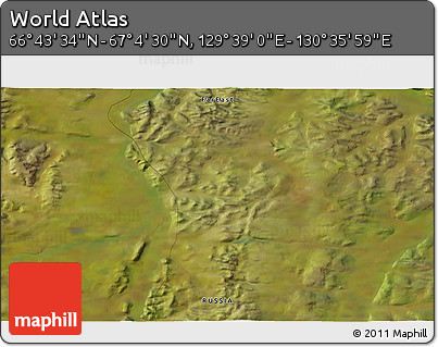 Satellite 3D Map of the Area around 66° 54' 2" N, 130° 7' 30" E