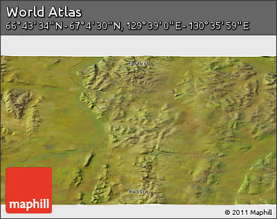 Satellite 3D Map of the Area around 66° 54' 2" N, 130° 7' 30" E
