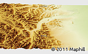 Physical 3D Map of the area around 66° 54' 2" N, 140° 19' 29" E