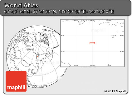 Blank Location Map of the Area around 66° 54' 2" N, 140° 19' 29" E