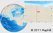 Shaded Relief Location Map of the area around 66° 54' 2" N, 140° 10' 30" W