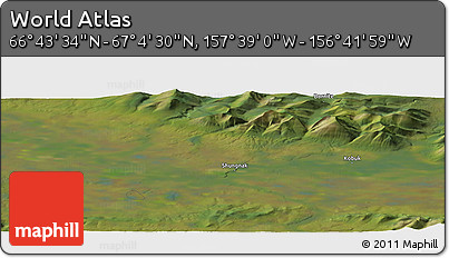 Satellite Panoramic Map of the Area around 66° 54' 2" N, 157° 10' 30" W