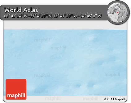 Shaded Relief 3D Map of the Area around 66° 54' 2" N, 15° 13' 29" W