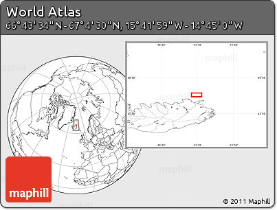 Blank Location Map of the Area around 66° 54' 2" N, 15° 13' 29" W