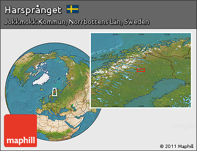 Satellite Location Map of Harsprånget