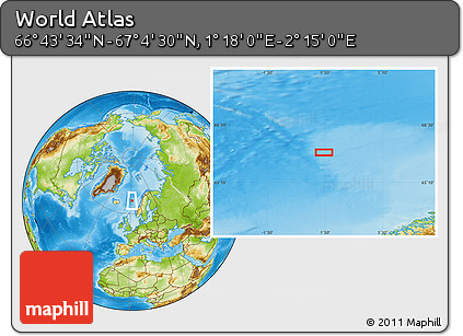 Physical Location Map of the Area around 66° 54' 2" N, 1° 46' 29" E