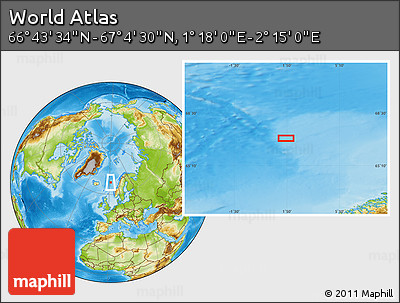 Physical Location Map of the Area around 66° 54' 2" N, 1° 46' 29" E