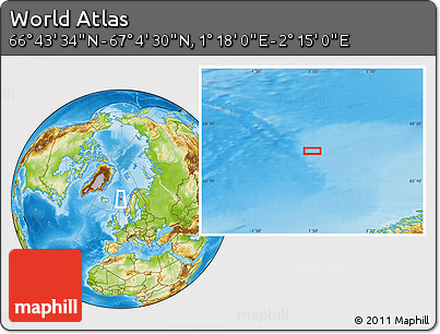 Physical Location Map of the Area around 66° 54' 2" N, 1° 46' 29" E