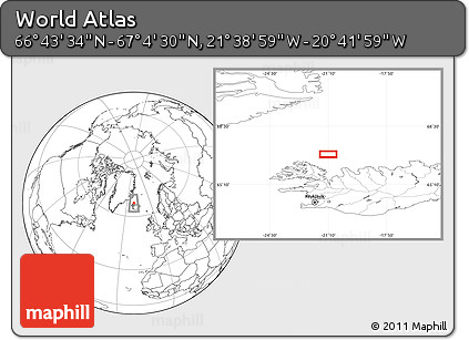 Blank Location Map of the Area around 66° 54' 2" N, 21° 10' 29" W