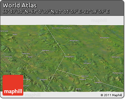 Satellite 3D Map of the Area around 66° 54' 2" N, 22° 10' 29" E