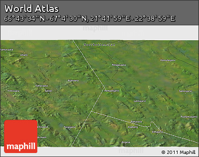 Satellite 3D Map of the Area around 66° 54' 2" N, 22° 10' 29" E