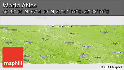 Physical Panoramic Map of the Area around 66° 54' 2" N, 22° 10' 29" E
