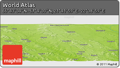 Physical Panoramic Map of the Area around 66° 54' 2" N, 22° 10' 29" E