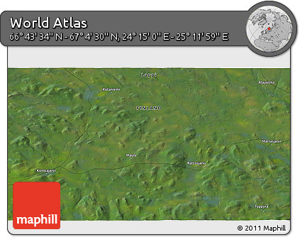 Satellite 3D Map of the Area around 66° 54' 2" N, 24° 43' 30" E