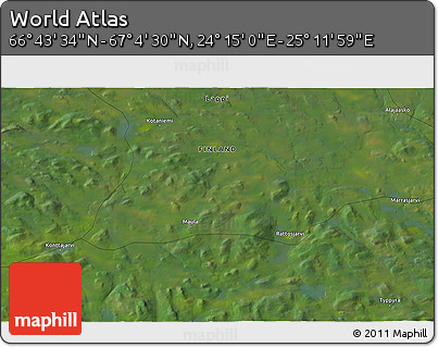 Satellite 3D Map of the Area around 66° 54' 2" N, 24° 43' 30" E