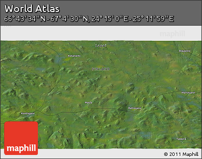 Satellite 3D Map of the Area around 66° 54' 2" N, 24° 43' 30" E