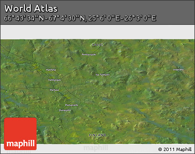 Satellite 3D Map of the Area around 66° 54' 2" N, 25° 34' 30" E