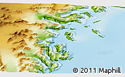 Physical 3D Map of the area around 66° 54' 2" N, 33° 55' 29" W