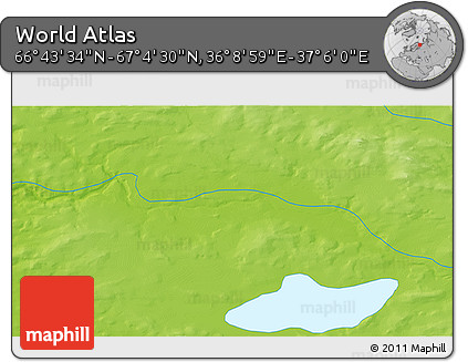 Physical 3D Map of the Area around 66° 54' 2" N, 36° 37' 30" E