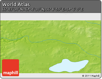 Physical 3D Map of the Area around 66° 54' 2" N, 36° 37' 30" E