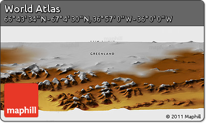 Physical Panoramic Map of the Area around 66° 54' 2" N, 36° 28' 30" W