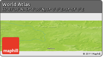 Physical Panoramic Map of the Area around 66° 54' 2" N, 37° 28' 30" E
