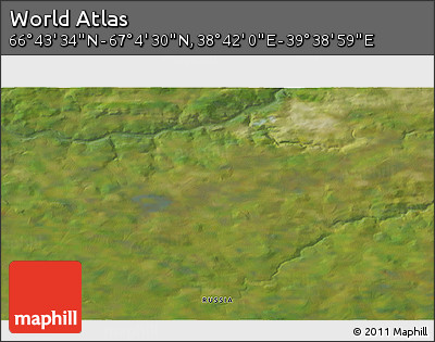 Satellite 3D Map of the Area around 66° 54' 2" N, 39° 10' 29" E