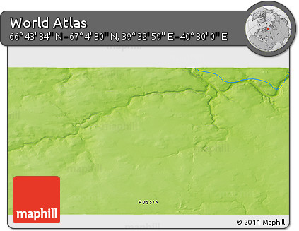 Physical 3D Map of the Area around 66° 54' 2" N, 40° 1' 29" E