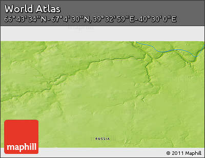 Physical 3D Map of the Area around 66° 54' 2" N, 40° 1' 29" E