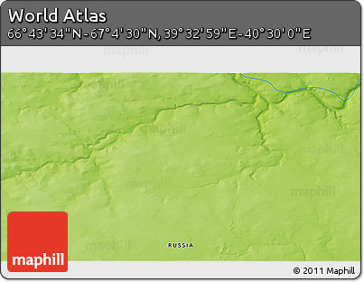 Physical 3D Map of the Area around 66° 54' 2" N, 40° 1' 29" E