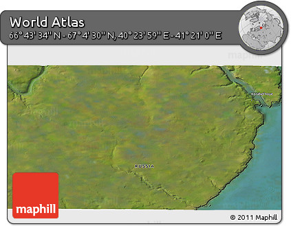 Satellite 3D Map of the Area around 66° 54' 2" N, 40° 52' 30" E